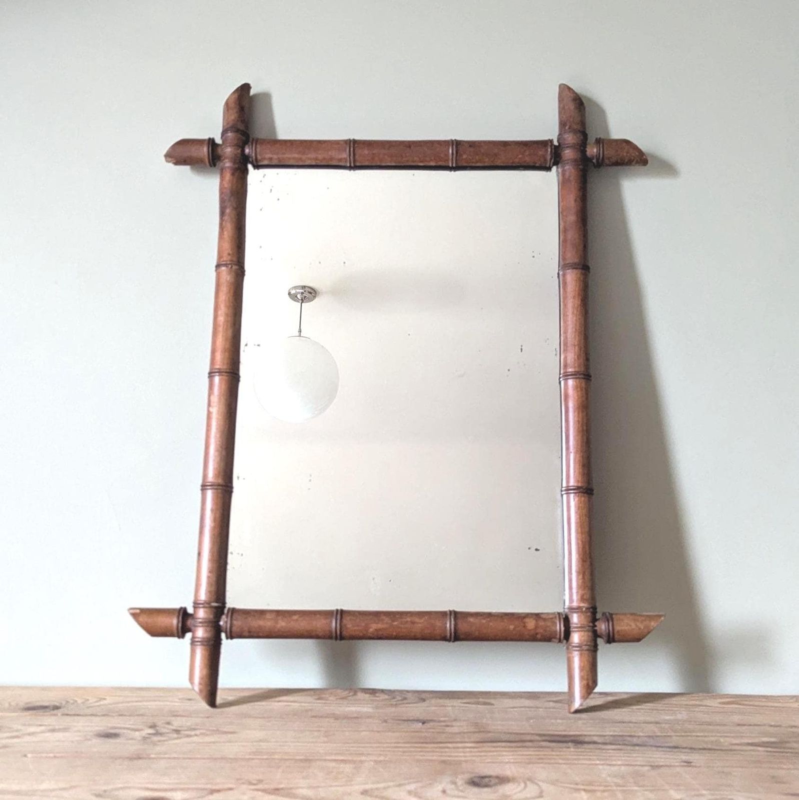 Antique French Faux Bamboo Mirror C1900. photo Home Decor