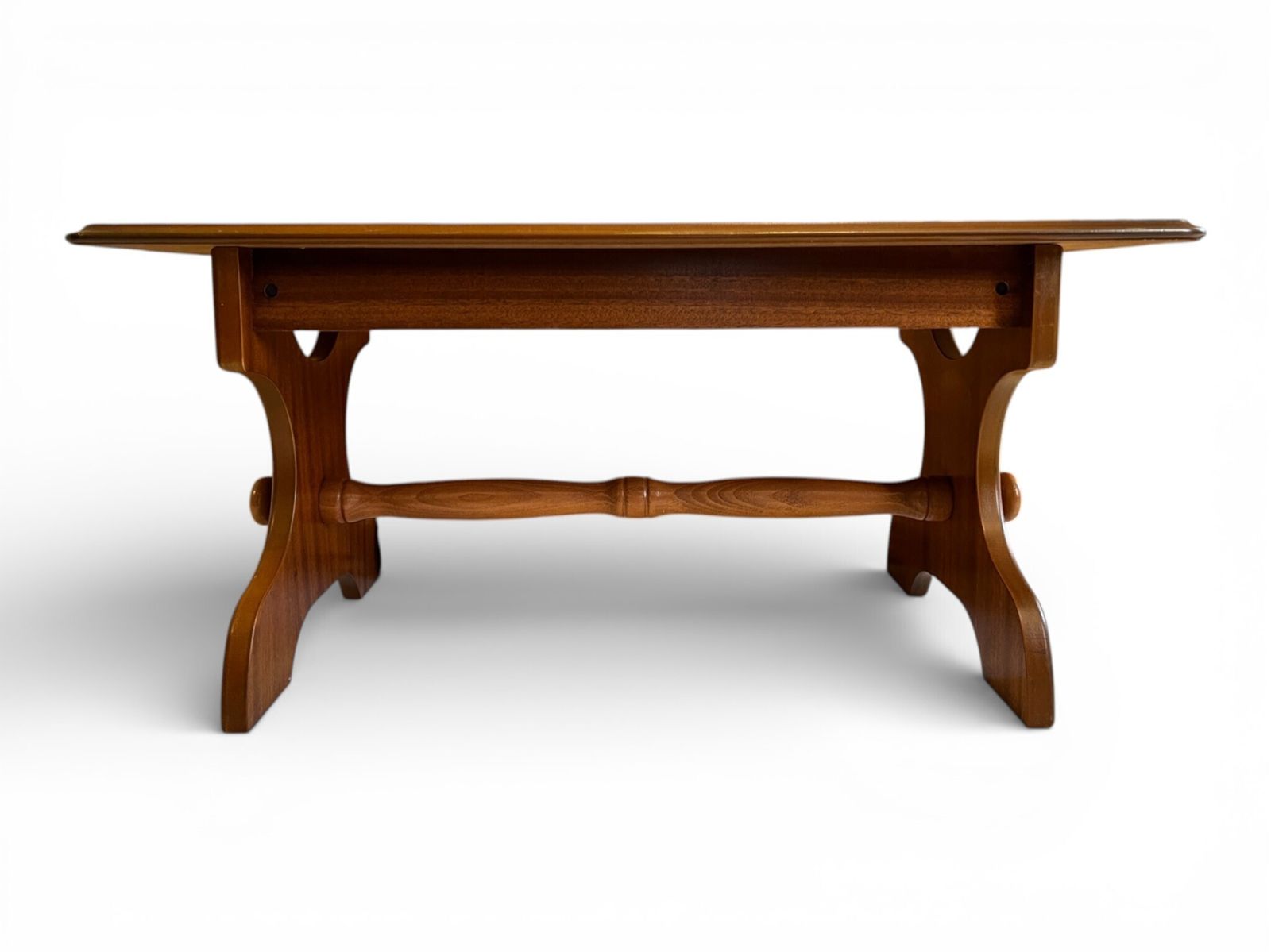 99.0 Late Century Wooden Coffee Table 86cm Length 46cm Width 39cm Height Turned Stretcher photo