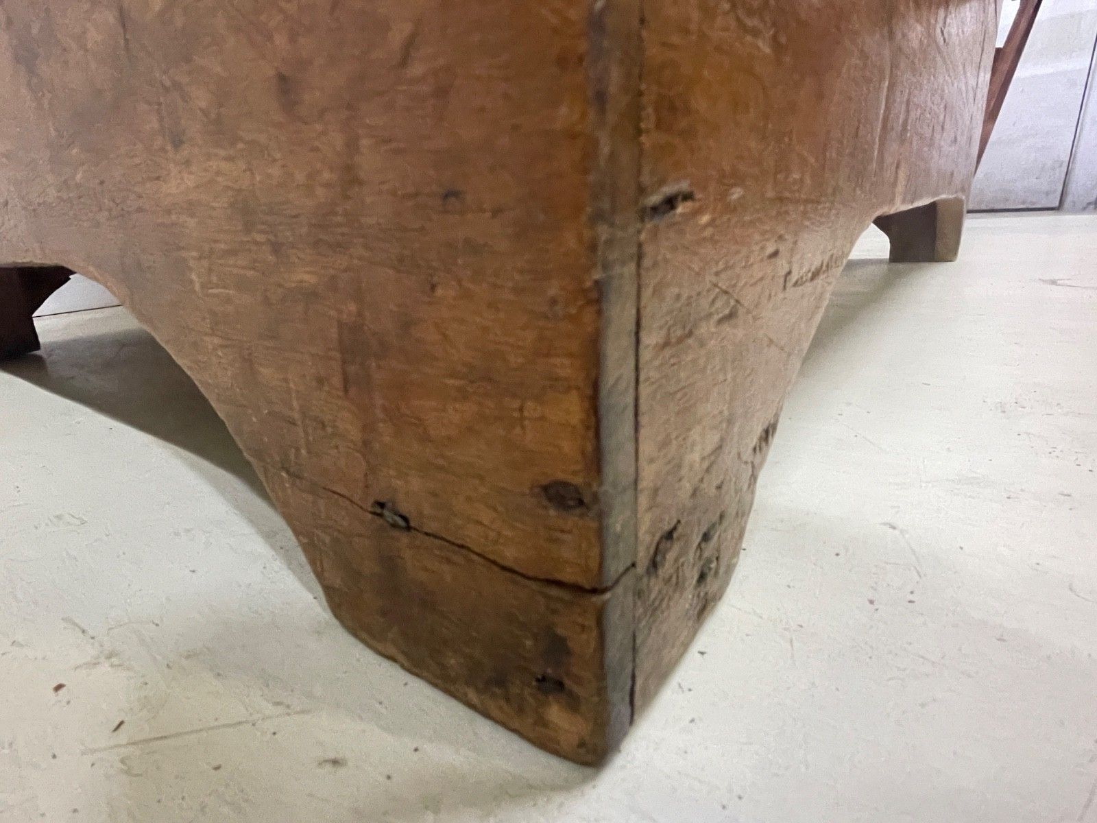 395.0 Antique Large Campaign Trunk Chest Blanket Box Storage Camphor Ottoman Linen photo