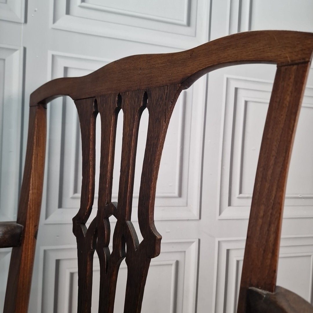photo buy Antique Elbow Chair 19th C English Carver  Hall Throne Desk Seat Georgian