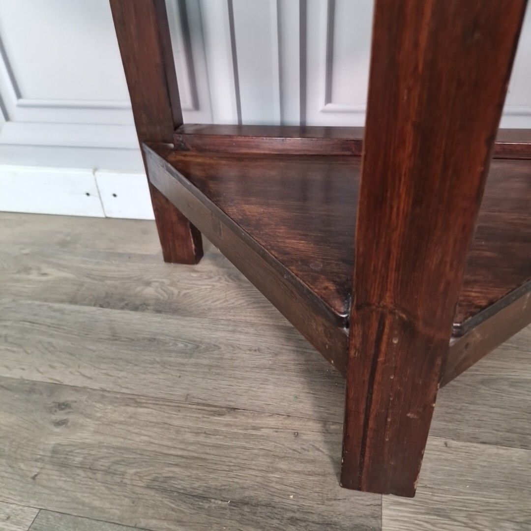 Antique Victorian Style Table Wood & Marble Top Wash Stand Console Demi Lune photo buy