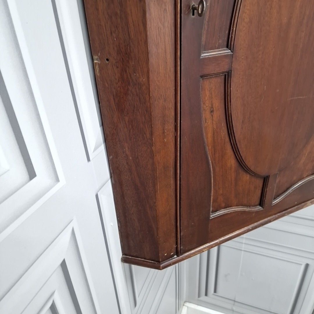 Antique Georgian Corner Cabinet Wall Hanging Cupboard Shelves Shelf Unit Wooden photo 190.0