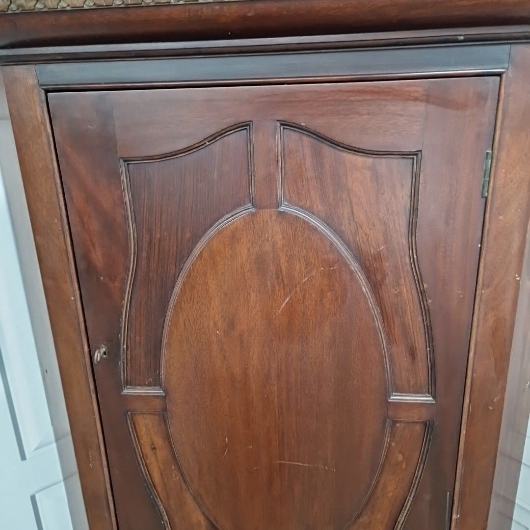 Antique Georgian Corner Cabinet Wall Hanging Cupboard Shelves Shelf Unit Wooden photo vinterior