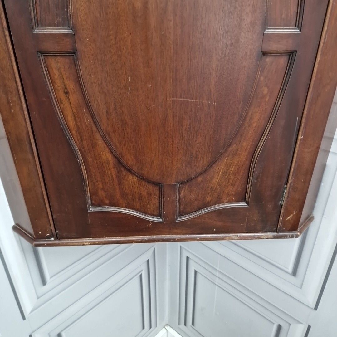 Antique Georgian Corner Cabinet Wall Hanging Cupboard Shelves Shelf Unit Wooden photo buy
