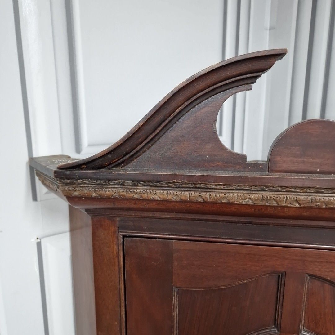 photo furniture Antique Georgian Corner Cabinet Wall Hanging Cupboard Shelves Shelf Unit Wooden