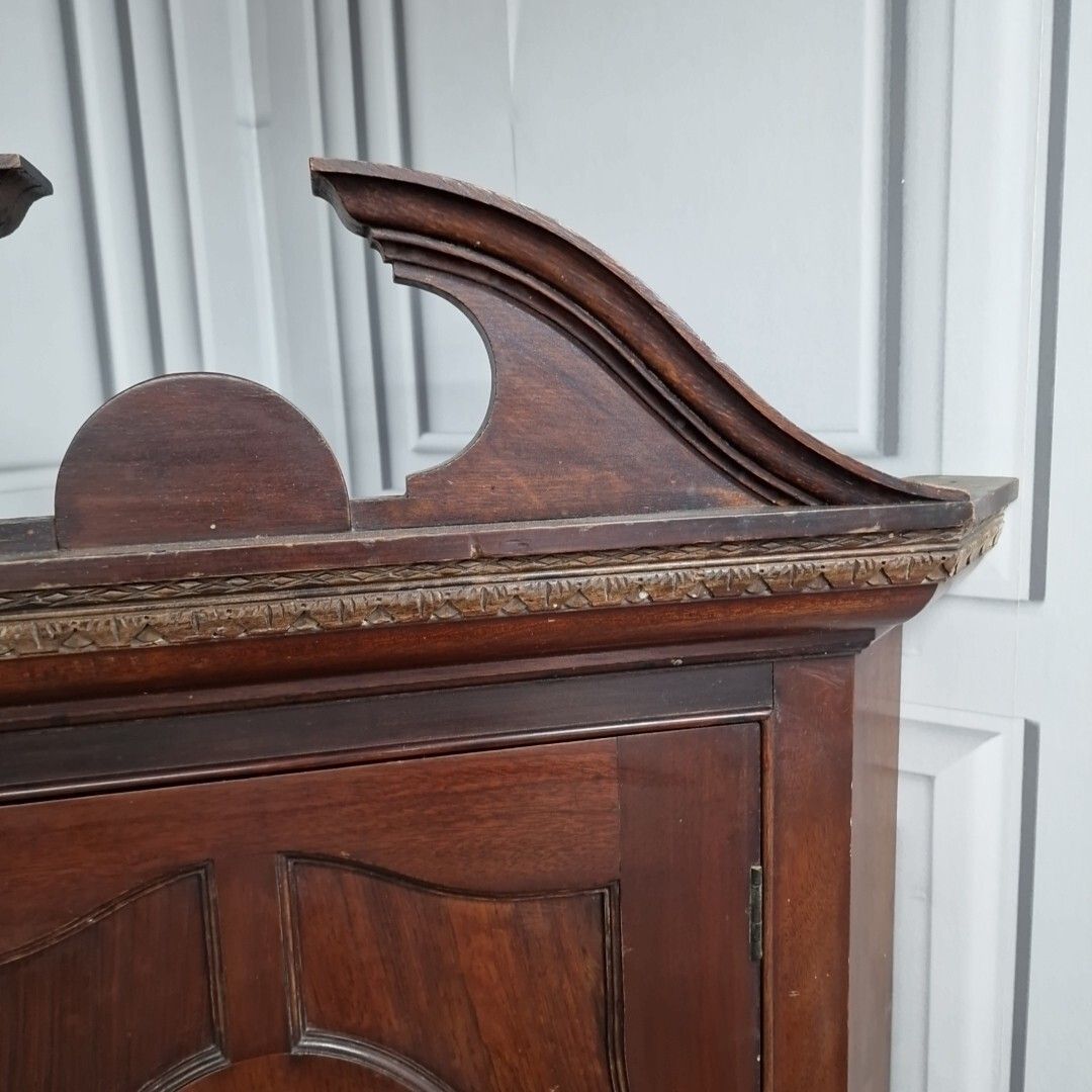 photo for sale Antique Georgian Corner Cabinet Wall Hanging Cupboard Shelves Shelf Unit Wooden