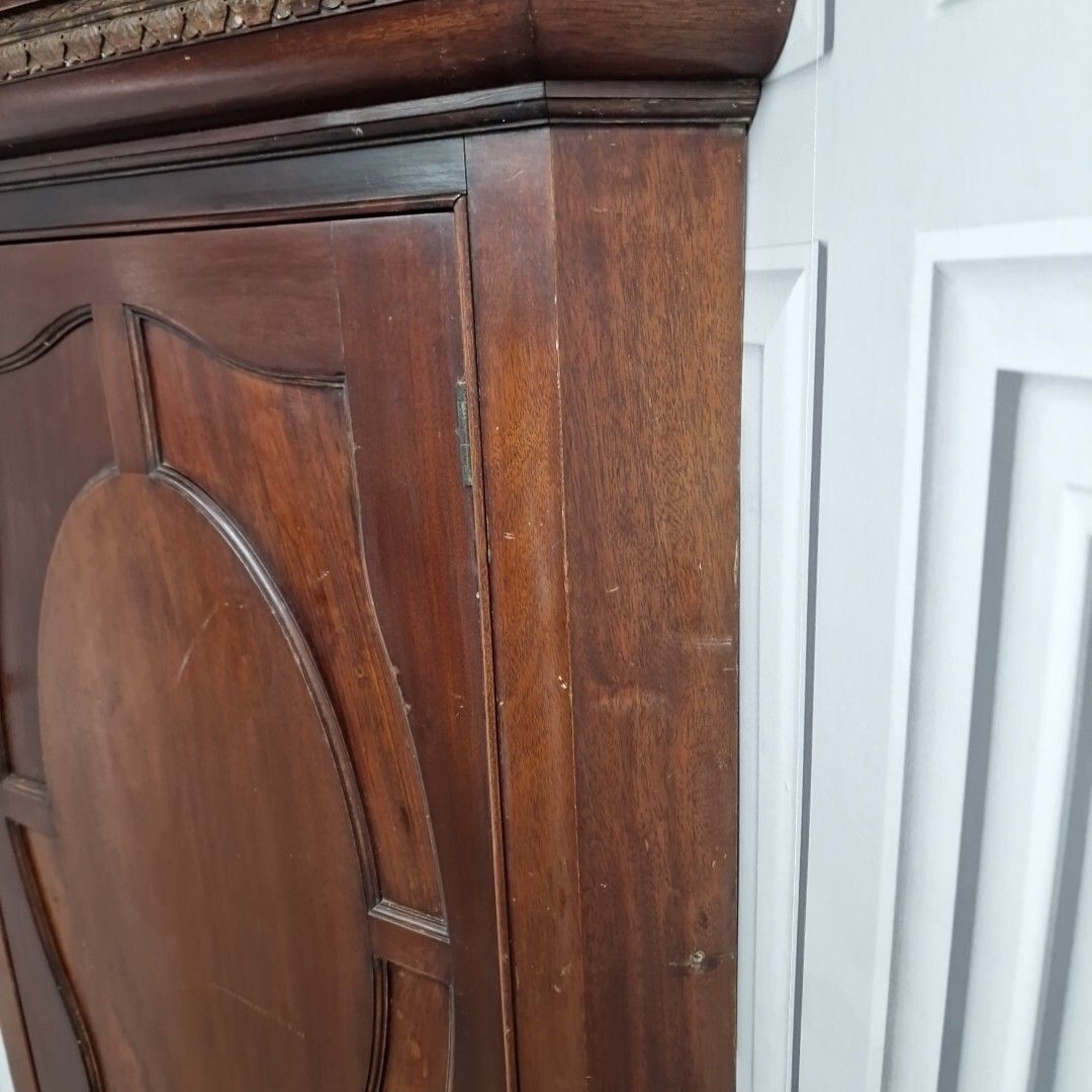 photo buy Antique Georgian Corner Cabinet Wall Hanging Cupboard Shelves Shelf Unit Wooden