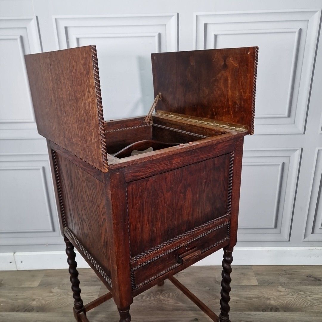 Antique Pot Table Cupboard Wooden Barley Twist Cabinet Cutlery Sewing Bedside photo vinterior