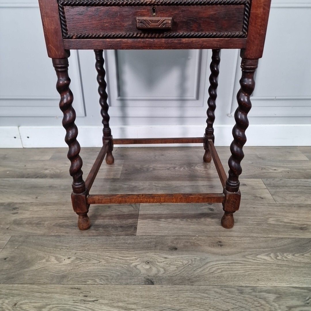 Antique Pot Table Cupboard Wooden Barley Twist Cabinet Cutlery Sewing Bedside photo vintage