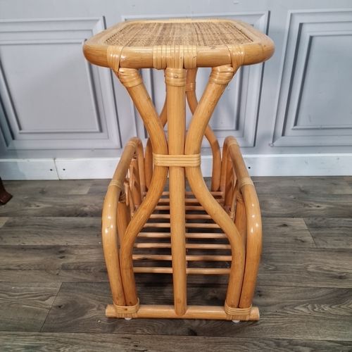 Retro Bamboo Magazine Rack Vintage Mid Century Cane Rattan Side Table Paper photo Home Decor