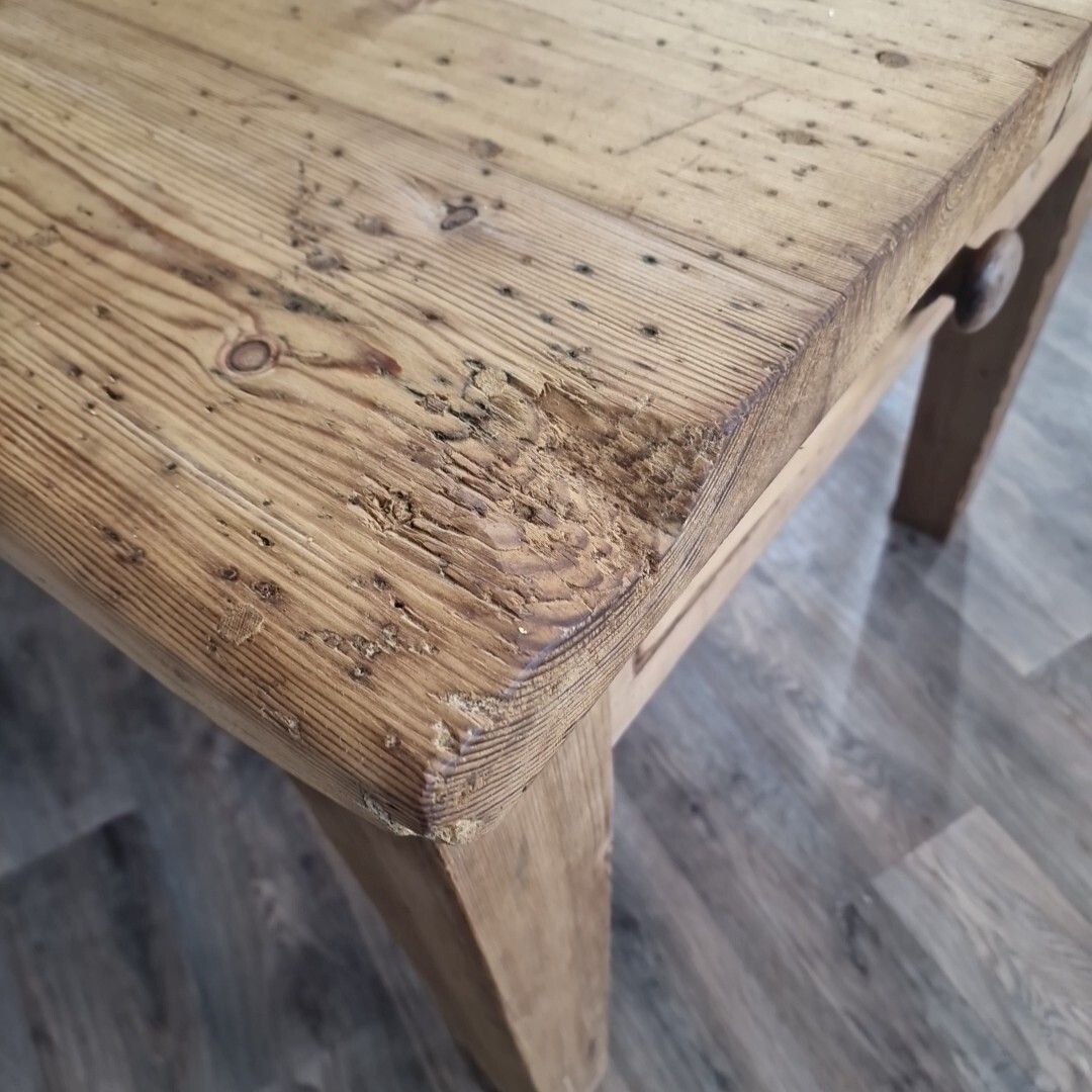 620.0 Antique Kitchen Prep Table Solid Pine Victorian Rustic Dining Country Farmhouse photo