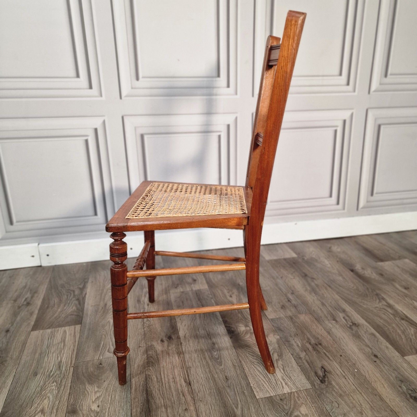 70.0 Antique Bedroom Chair Fluted & Turned Decorative Cane Occasional Window Vintage photo