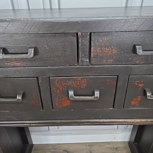 Rustic Reclaimed Console Table Solid Wooden Hall Vintage Drawers Primitive photo vintage