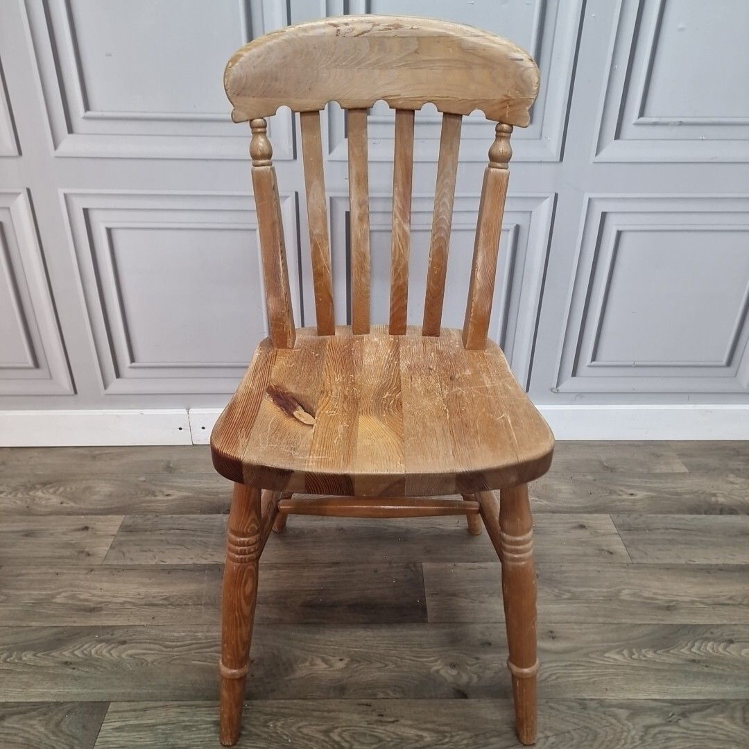 Antique Victorian Rustic Chair Turned Farmhouse Country  Solid Wooden Seat photo 90.0