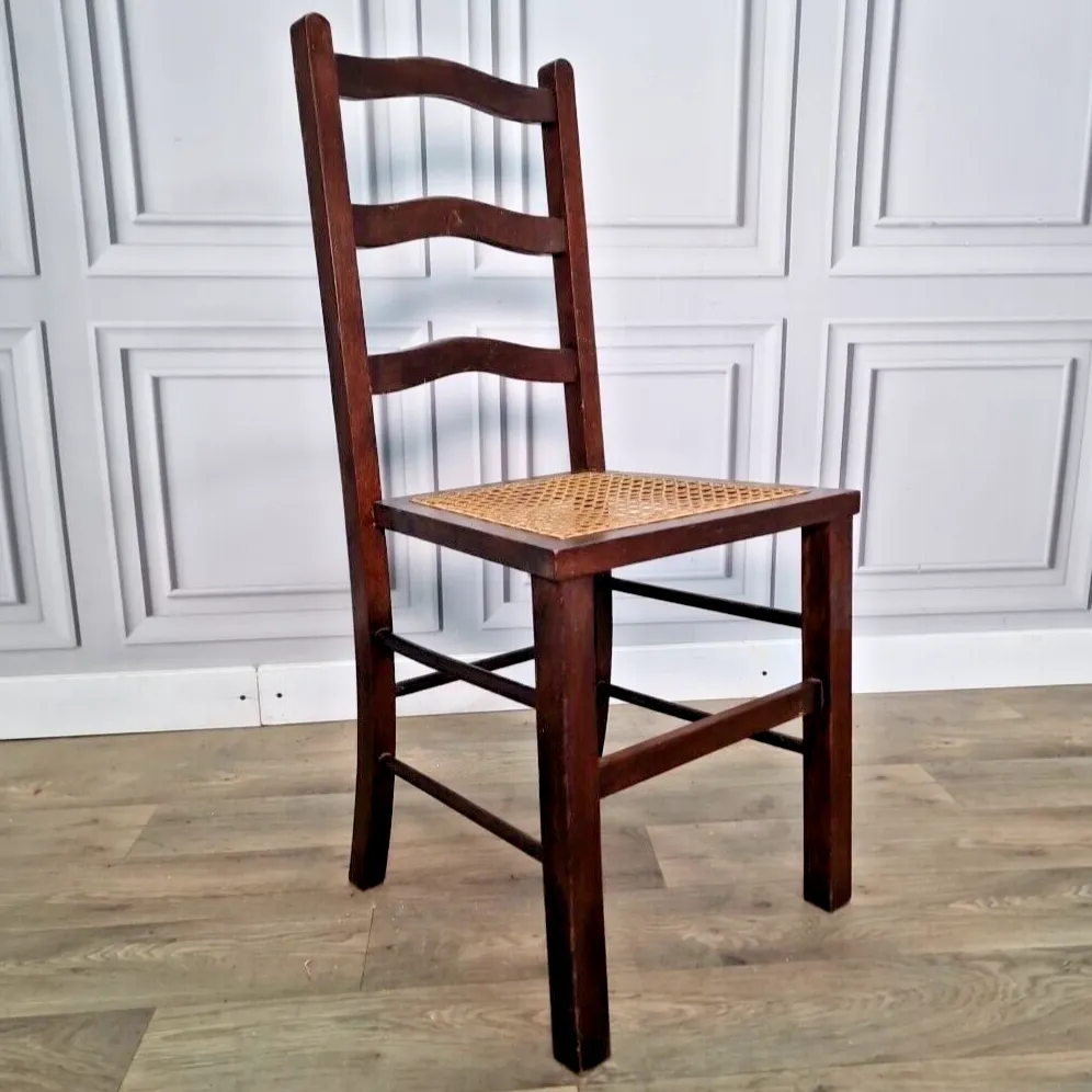 Antique Decorative Cane Chair Occasional Ladder Back Bedroom Window Vintage