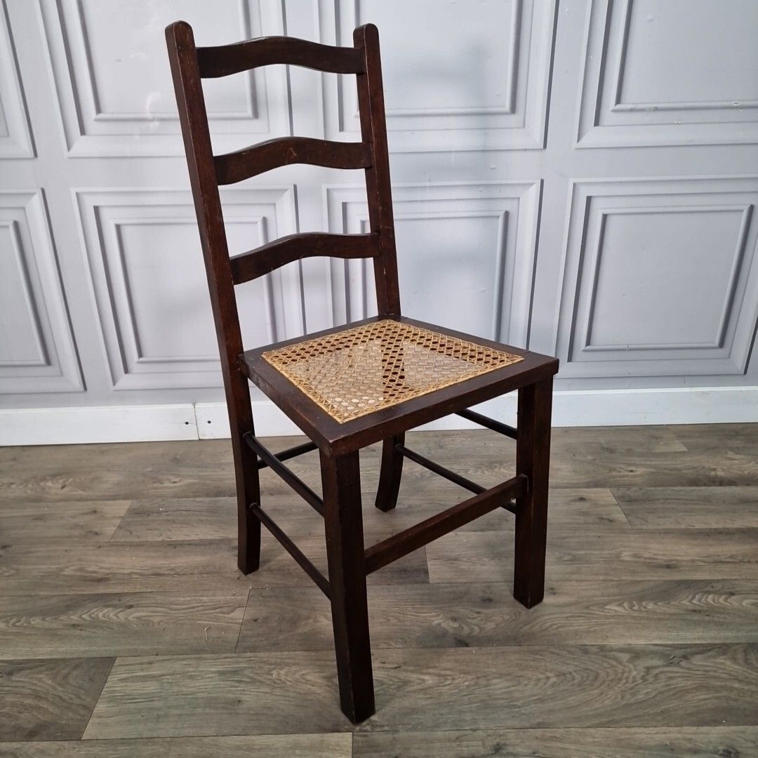 Antique Decorative Cane Chair Occasional Ladder Back Bedroom Window Vintage photo for sale