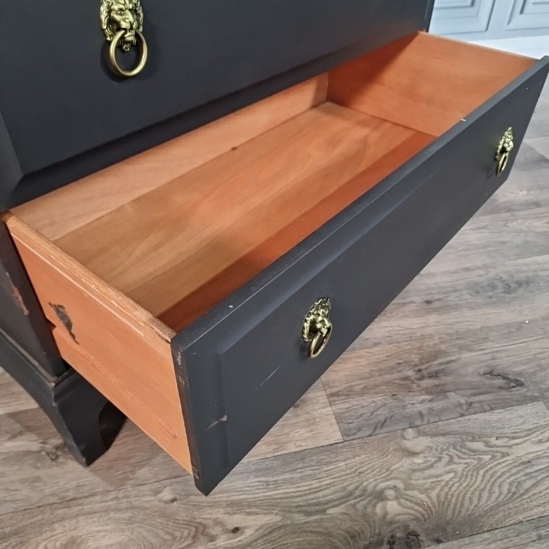 photo for sale Vintage Tallboy Chest Of 7 Drawers  Stag Minstrel  Mid Century Painted Retro