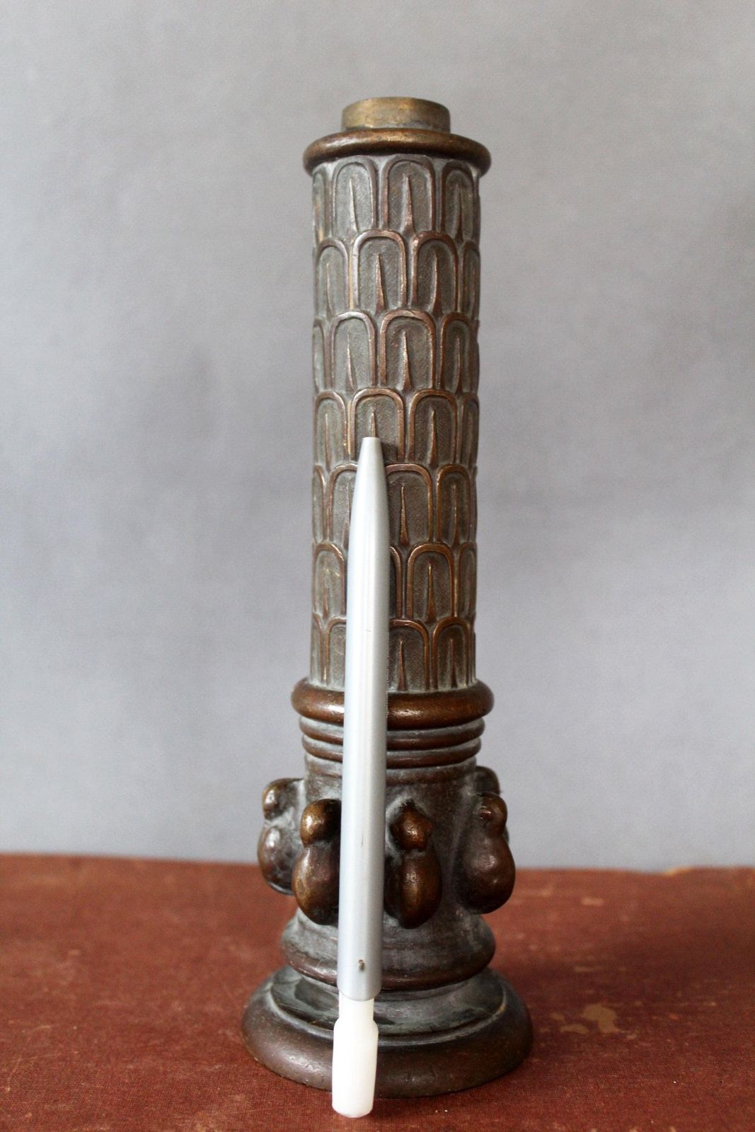 Antiek Zwaar Gegoten Bronzen Buis, Tweedelig, Passend Samengevoegd, Meubelversiering, Kroonluchterdeel, Restauratiemateriaal photo 91.0