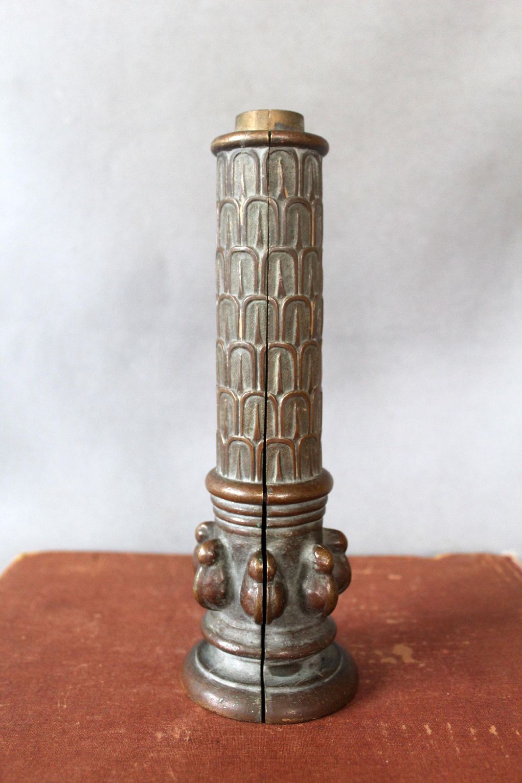 photo for sale Antique Heavy Cast Bronze Tube, Two Part Fit Perfect Together, Furniture Embellishment, Chandelier Part, Hardware Restoration
