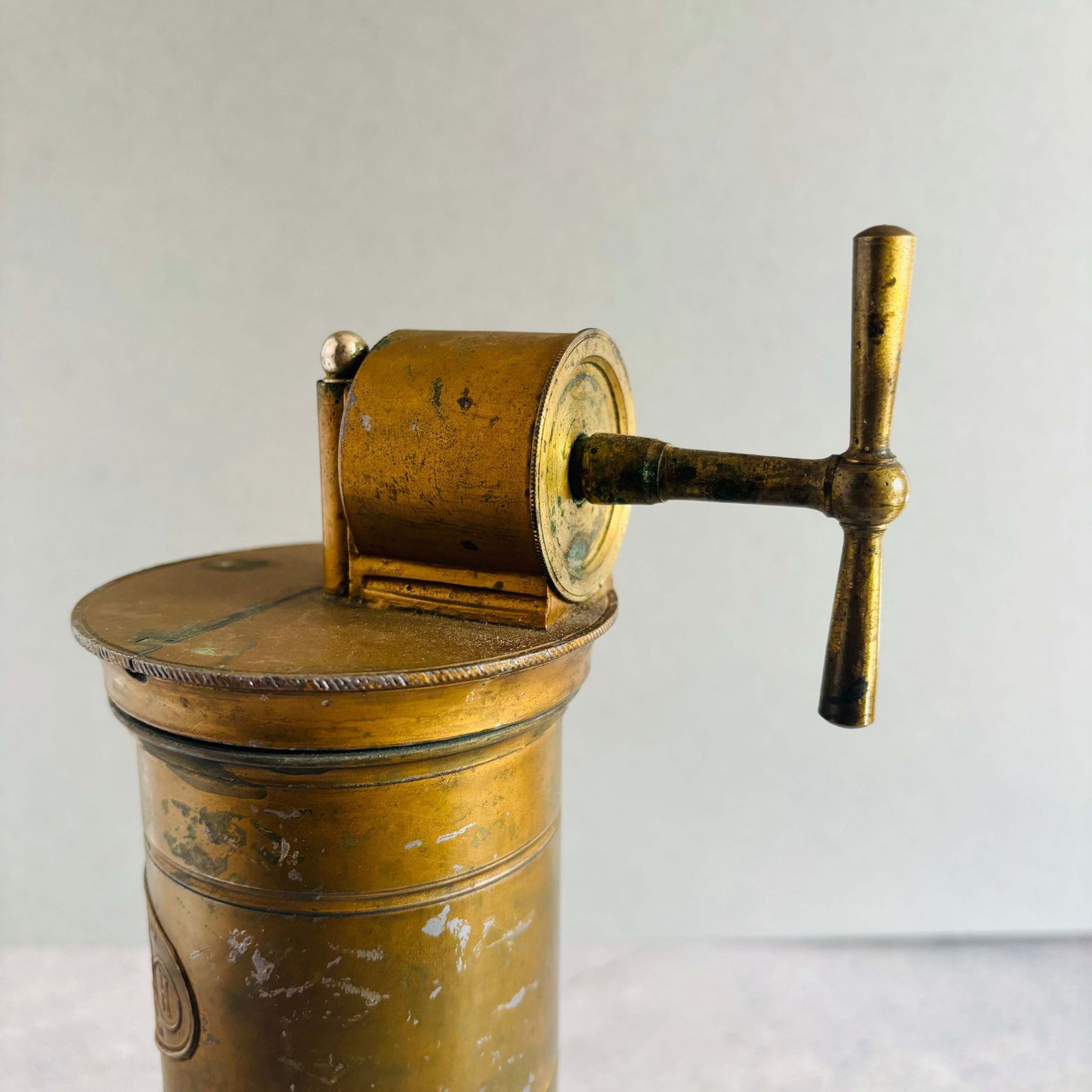 80.0 French Antique Brass Colonic Irrigator photo