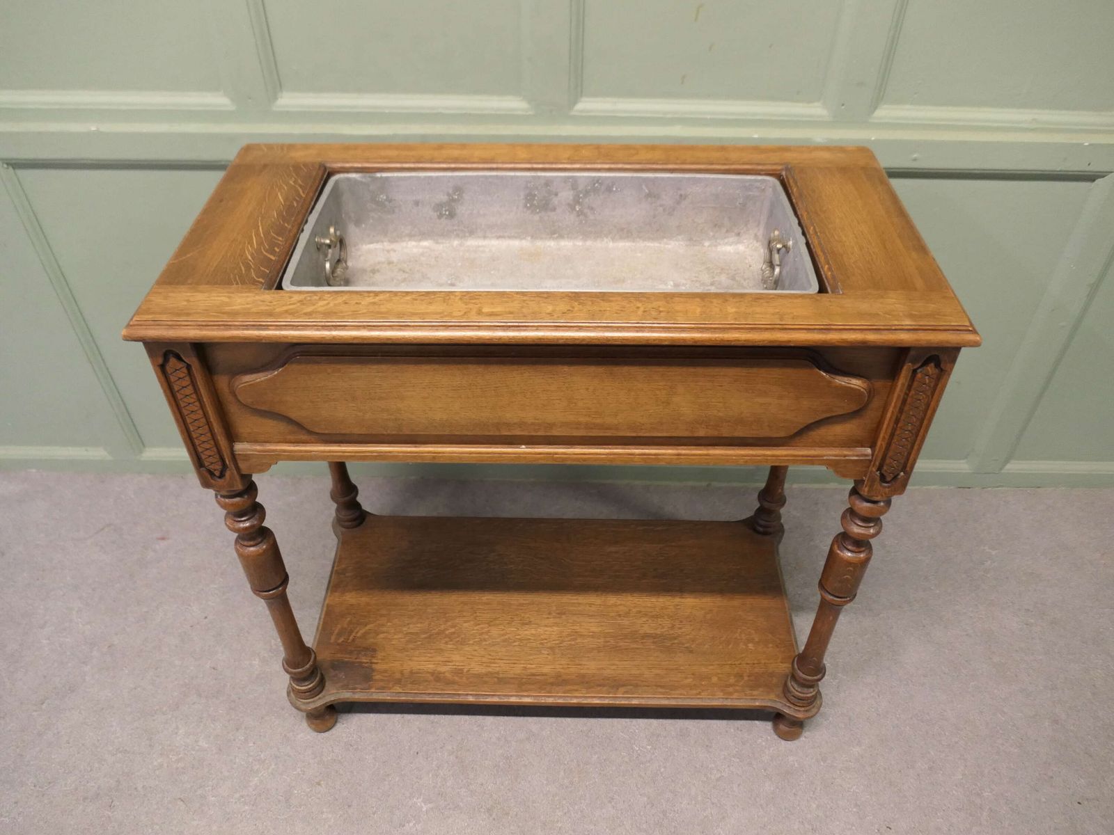 French Arts And Crafts Golden Oak, Lined Jardinière The Planter Is Made In Oak
