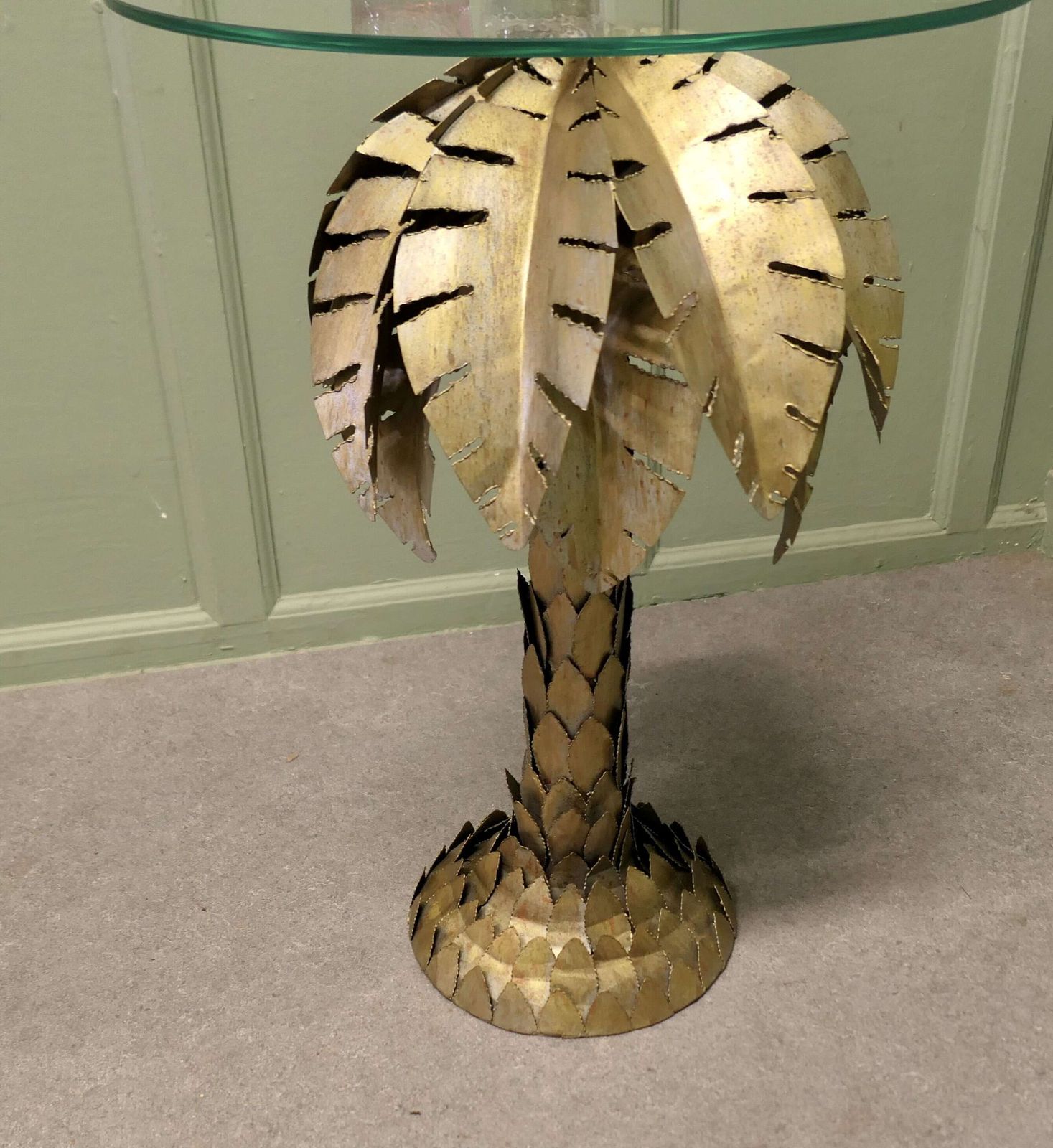 French Mason Jansen Style Palm Tree Tole Ware Table This Stunning Design Is Circa 1970 photo 2256.0