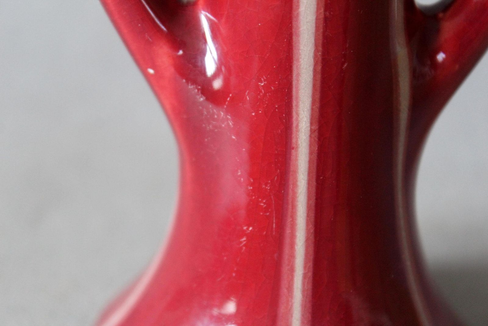 Home Decor Art Deco 1920s Ceramic Vase, Faiencerie De Thulin Belgium, Drip Glaze, Studio Art, Dark Red Bordeau, Bud Vase, Twin Handle photo