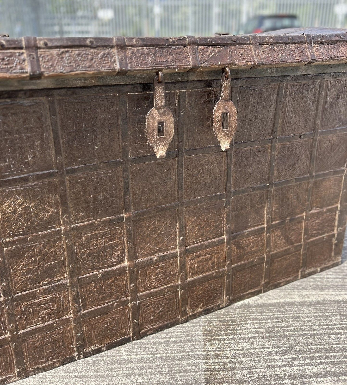 Antique 17th/18th Century Continental Metal Banded Large Chest Or Storage Trunk photo furniture