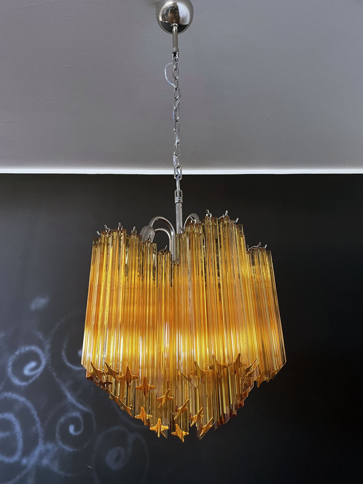 Modern Quadriedri Glass Chandelier   60 Amber Prism Quadriedri photo furniture