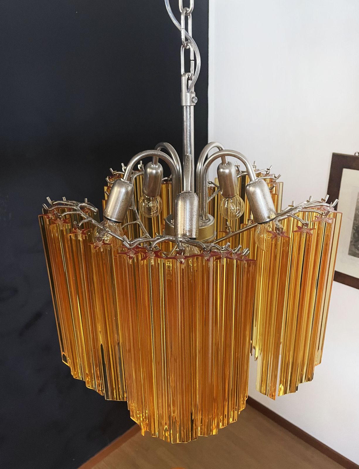 Modern Quadriedri Glass Chandelier   60 Amber Prism Quadriedri photo 1150.0