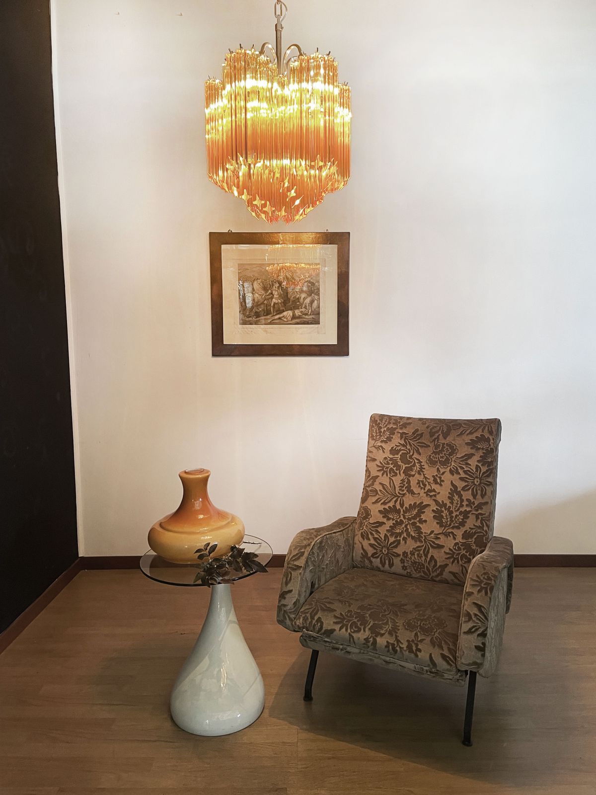 Lighting Modern Quadriedri Glass Chandelier   60 Amber Prism Quadriedri photo