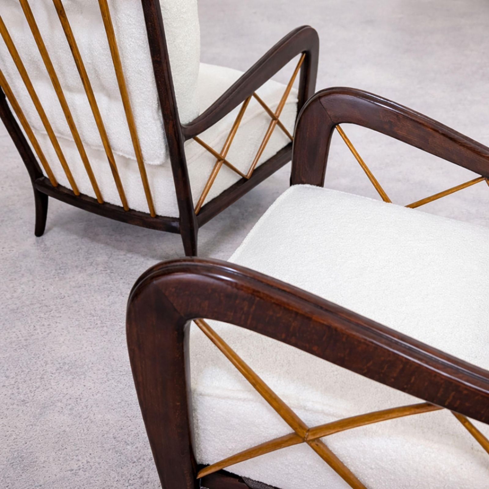 Pair Of Mid Century Armchairs In The Style Of Paolo Buffa, Italy 1940s photo for sale