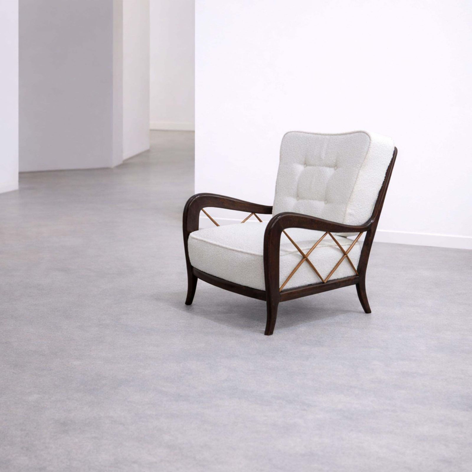 Pair Of Mid Century Armchairs In The Style Of Paolo Buffa, Italy 1940s photo vinterior