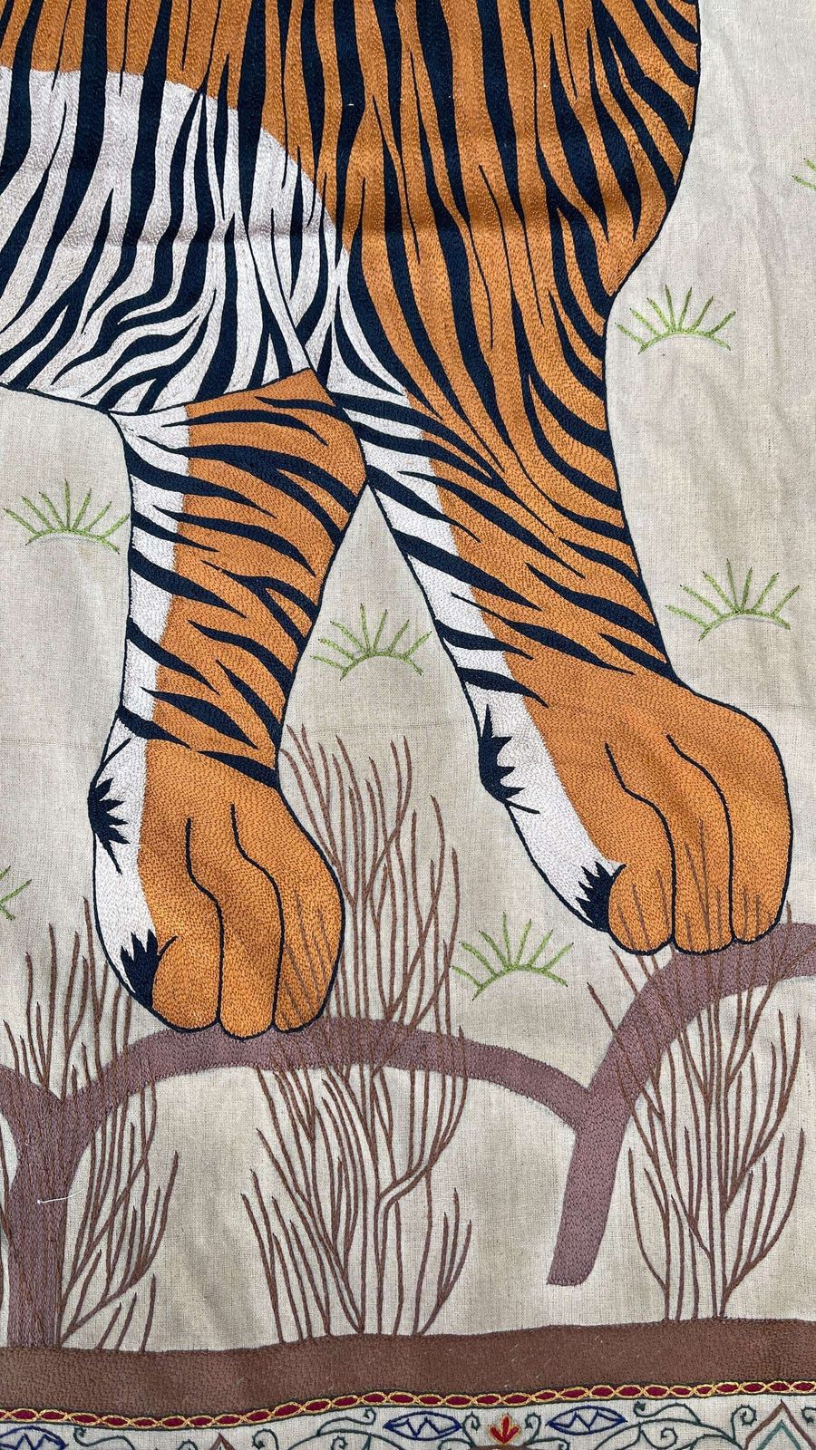 Vintage Bengal Tiger Tapestry: 63x48 Inches Vegetable Dyed photo 2000.0