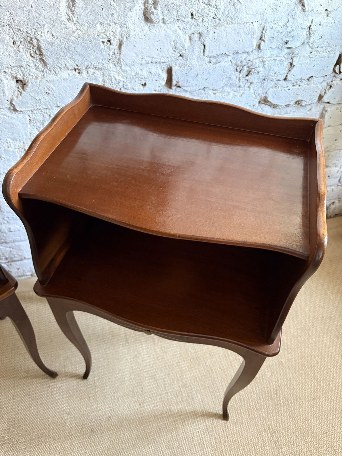 A Pair Of French Bedside Tables With Heart Cut Out Detail photo vinterior