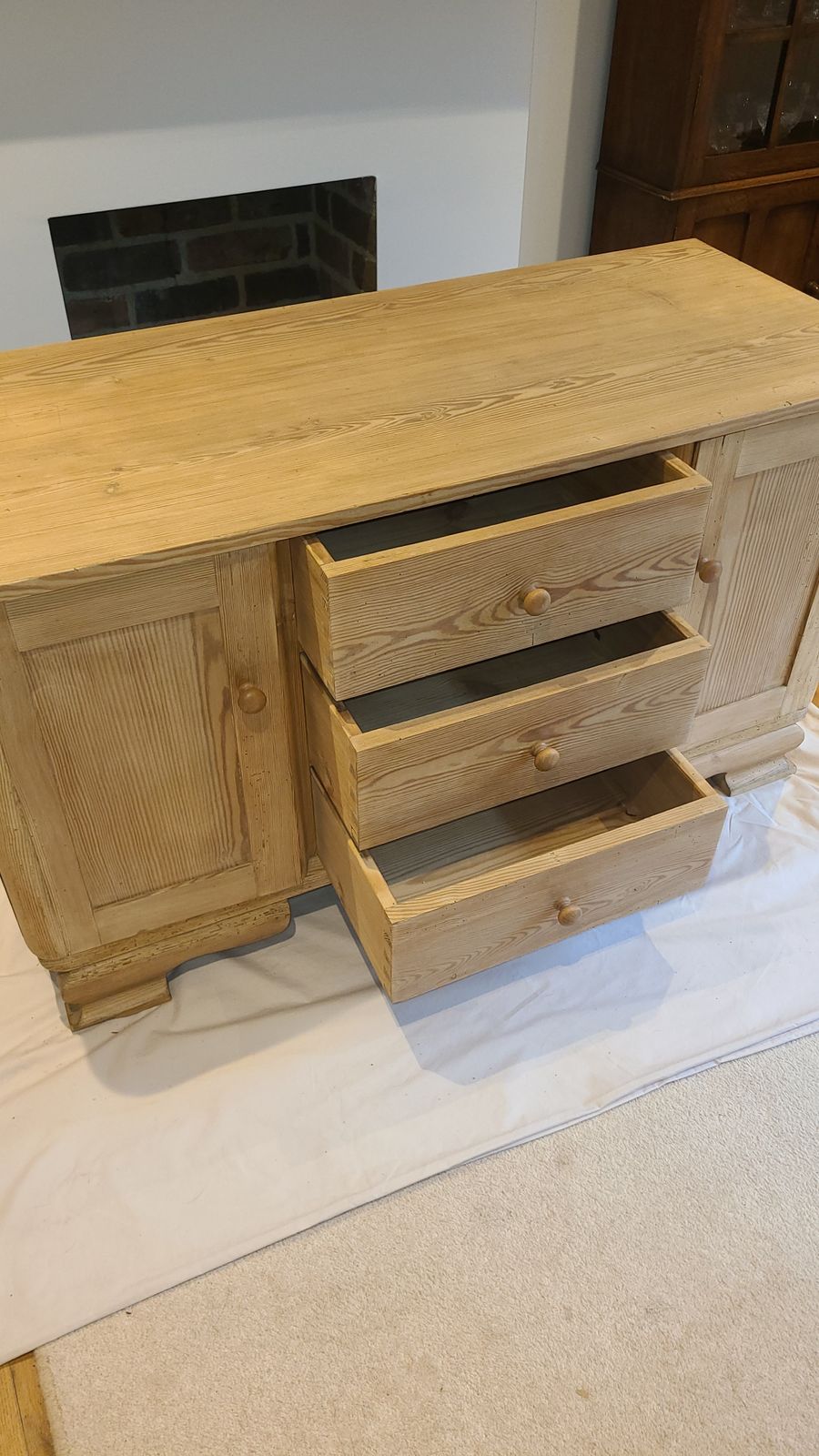 Antique German Pine Commode Dresser With Drawers And Cupboards photo for sale