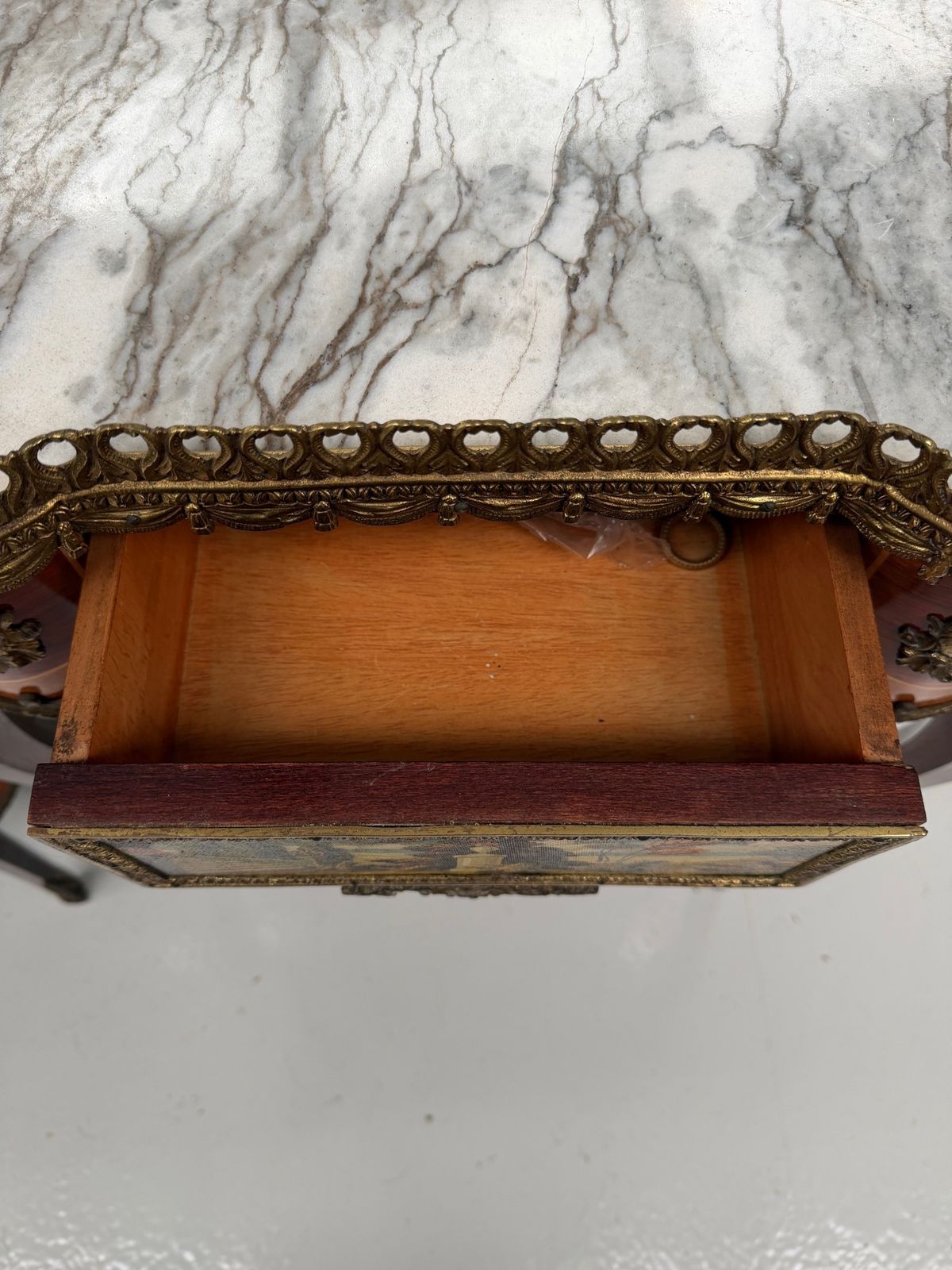 Pair Of French Marble Topped Kidney Shaped Side Tables photo vintage