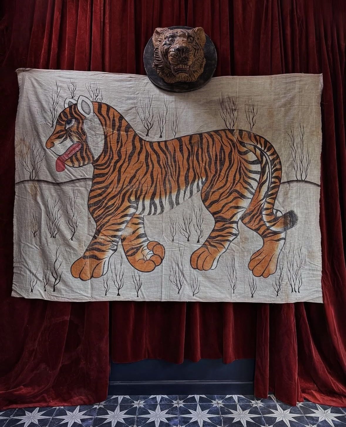 20th Century Indian Bengal Tiger Oil Painting On Linen