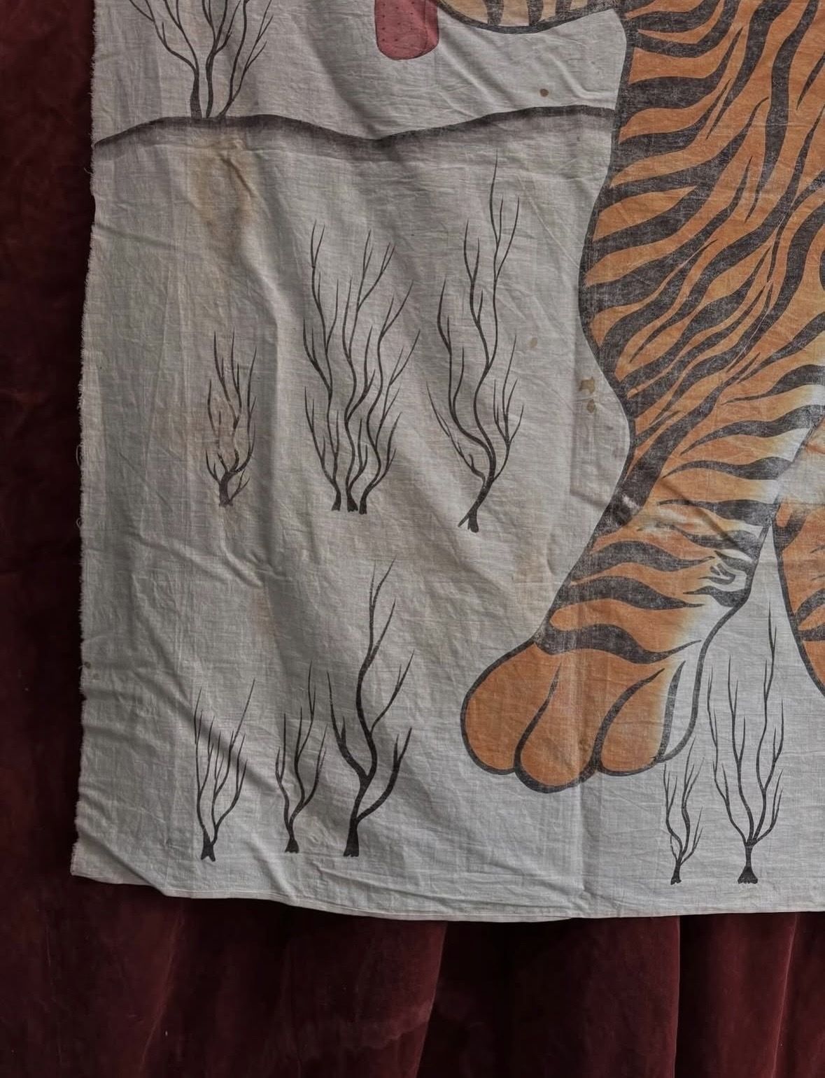 20th Century Indian Bengal Tiger Oil Painting On Linen photo for sale