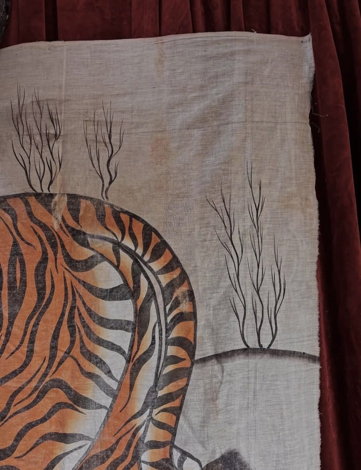 20th Century Indian Bengal Tiger Oil Painting On Linen photo Art