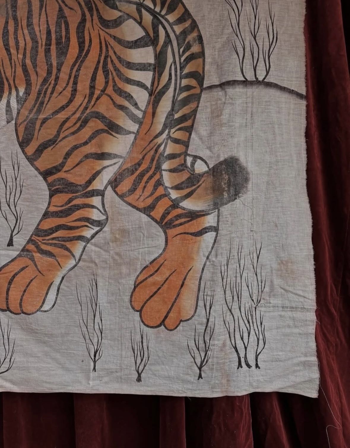 20th Century Indian Bengal Tiger Oil Painting On Linen photo 995.0
