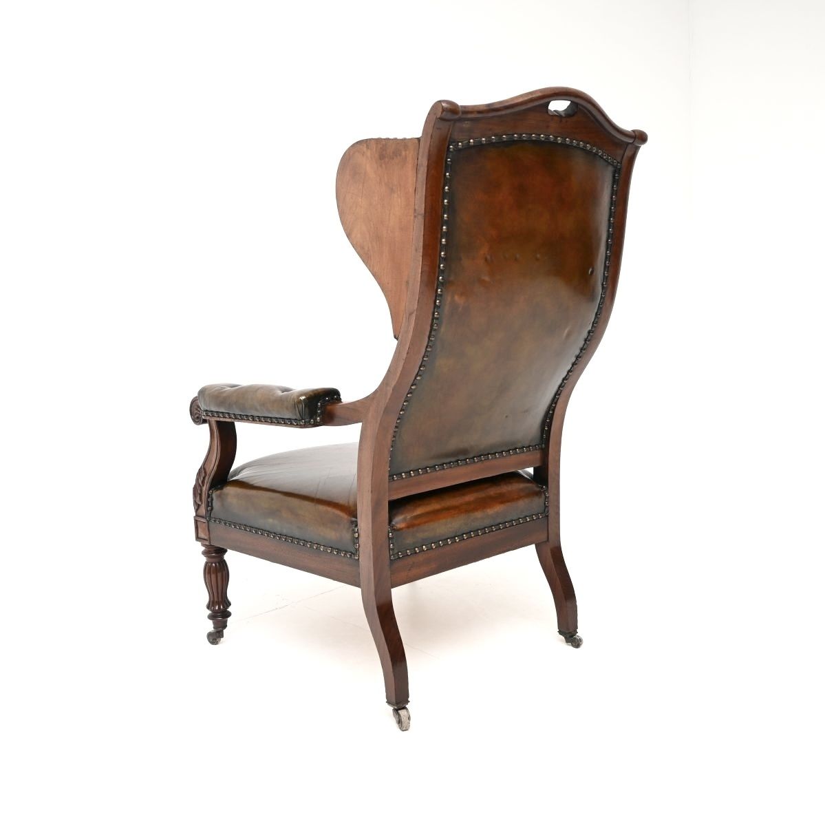 Antique William IV Leather And Walnut Wing Back Armchair photo 3250.0