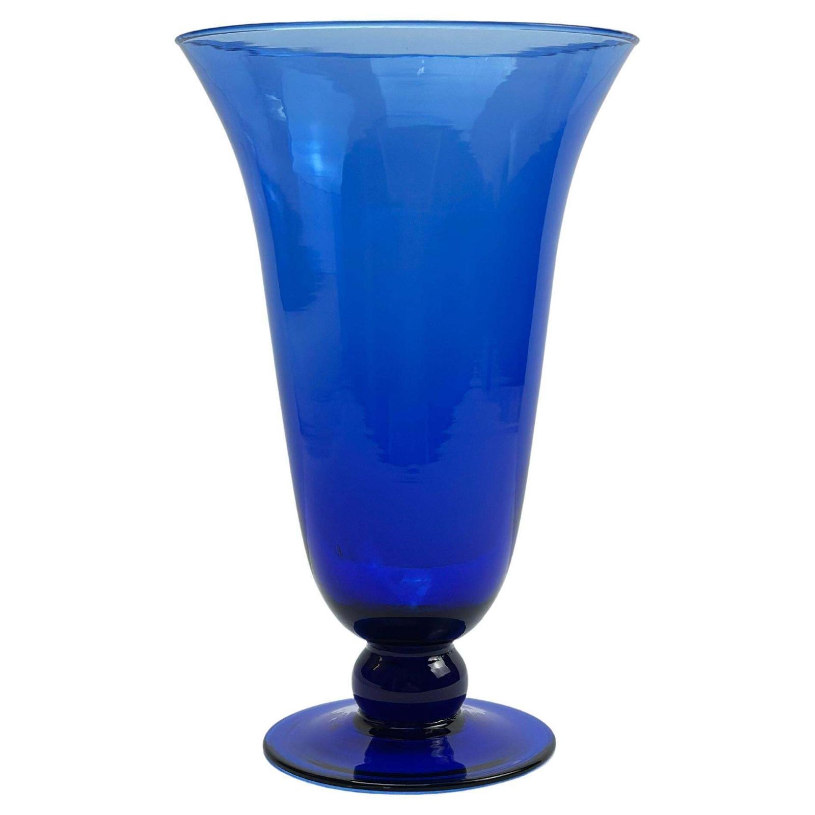 Cobalt Blue Trumpet Vase, Attributed To Empoli Glass, Italy, 1980s