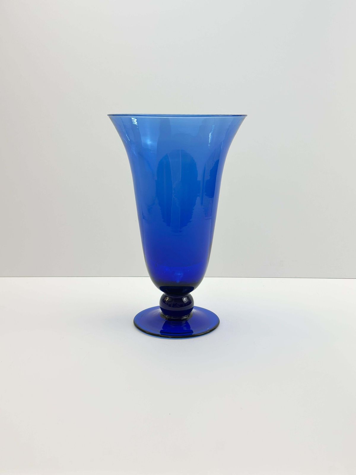 Cobalt Blue Trumpet Vase, Attributed To Empoli Glass, Italy, 1980s photo 300.0