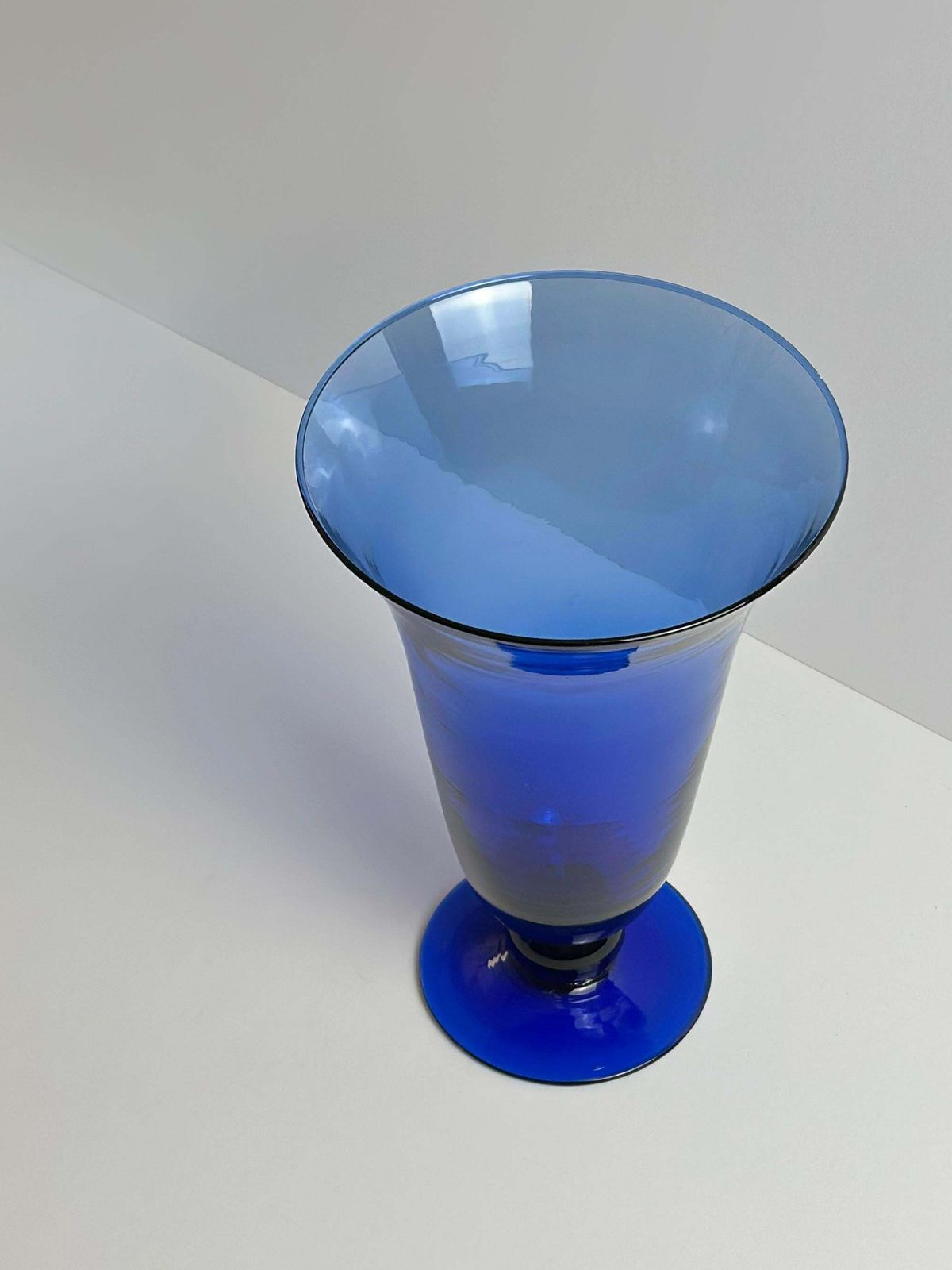 Cobalt Blue Trumpet Vase, Attributed To Empoli Glass, Italy, 1980s photo buy