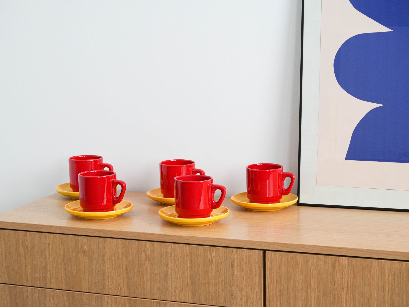 Set Of Ceramic Mugs, Italian Design, 1980s, Made In Italy photo furniture
