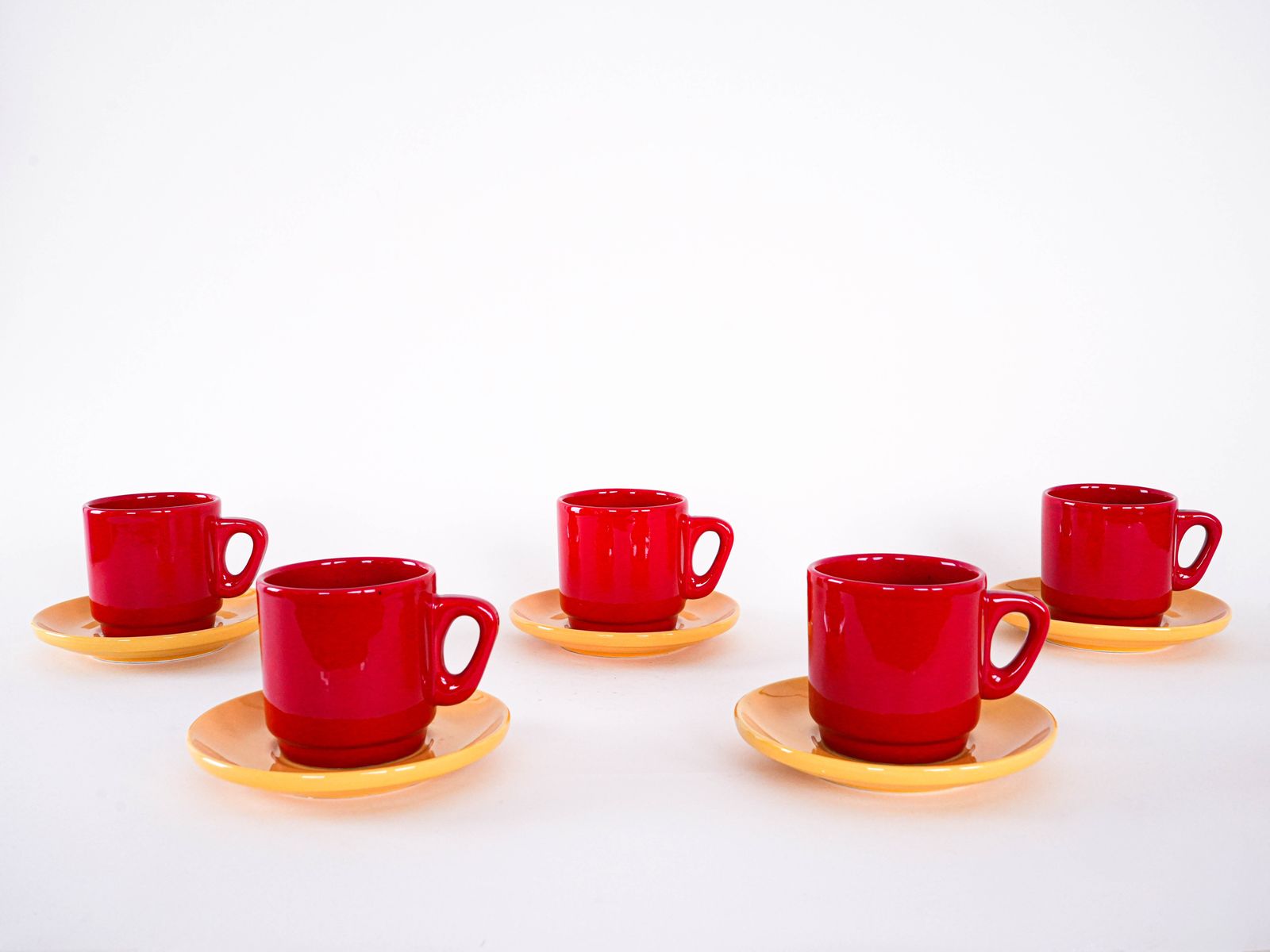 Set Of Ceramic Mugs, Italian Design, 1980s, Made In Italy photo for sale