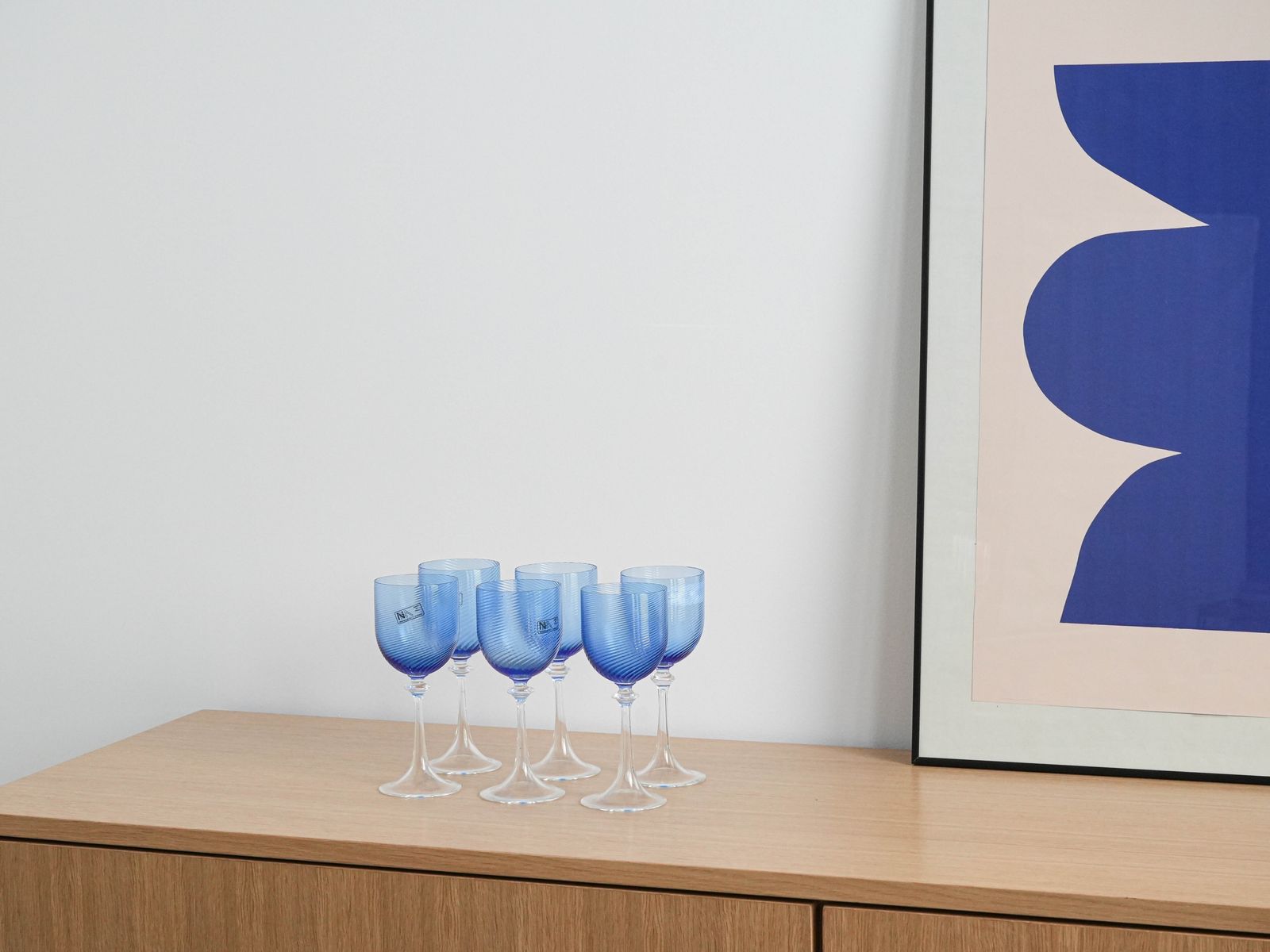 Set Of Blue Glasses, Murano Glass, Italian Design, 1970s, Made In Italy photo furniture