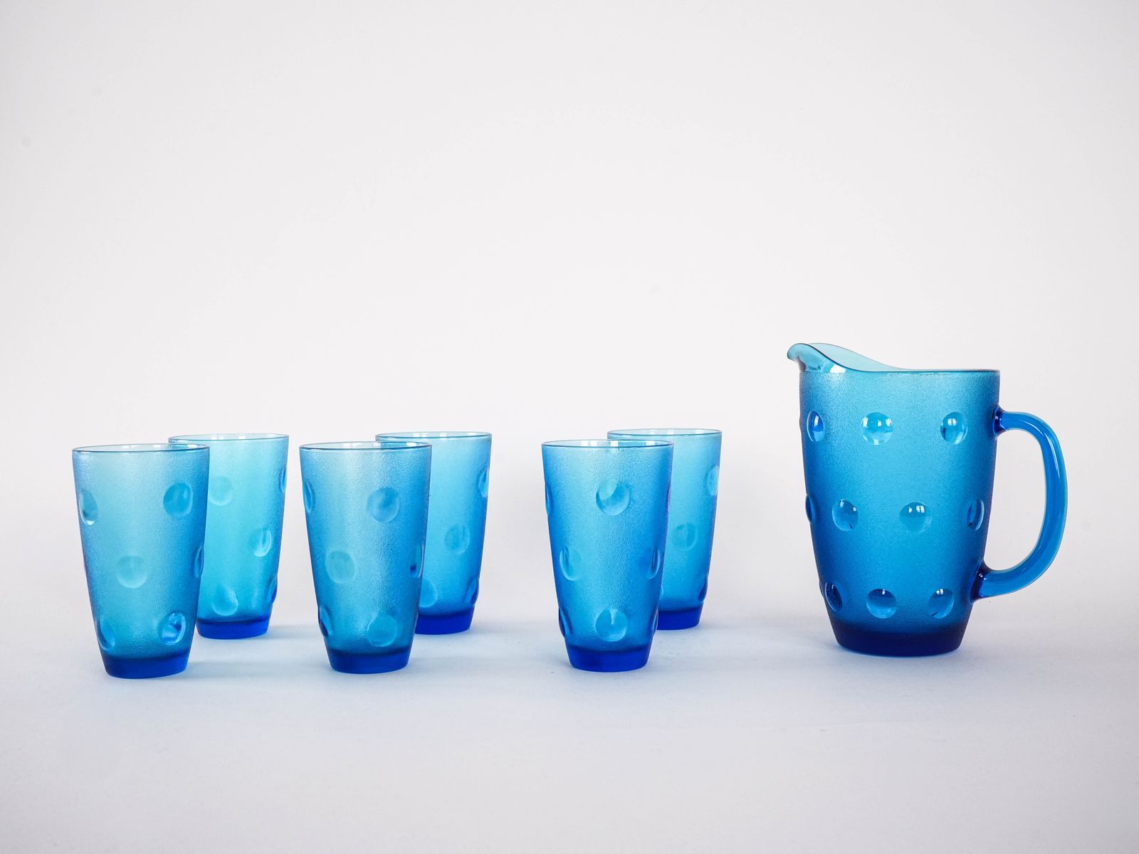 Set Of Glass And Jug, Italian Design, 1970s, Made In Italy photo vintage