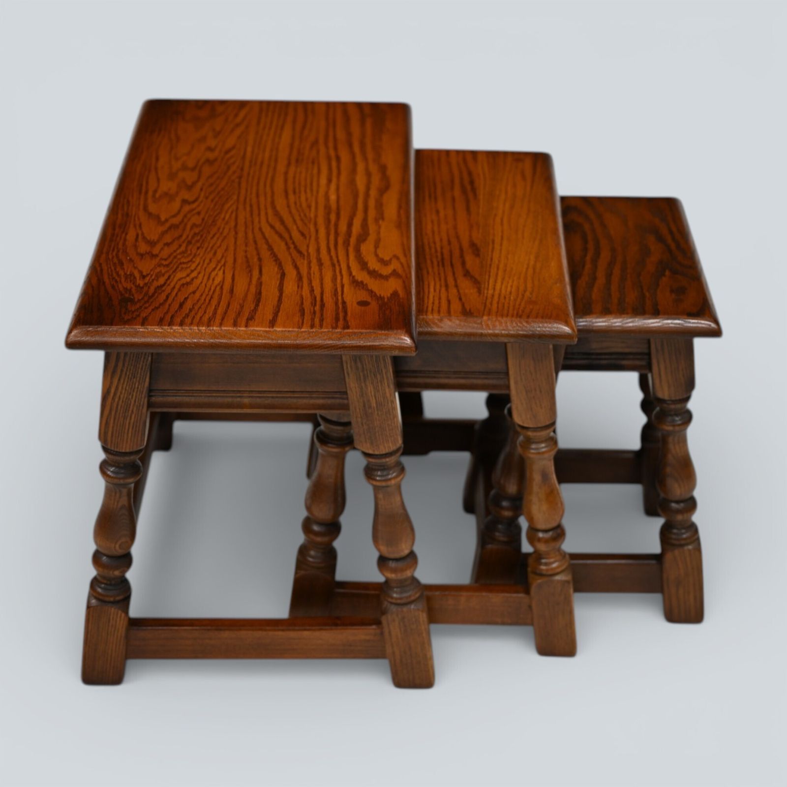 Oak Old Charm Nest Of Tables Gold Diamond Badge Tudor Brown Free Uk Delivery photo buy